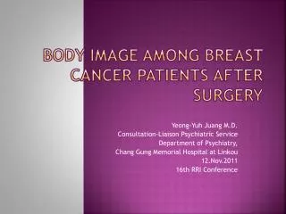 Body Image among Breast Cancer Patients after Surgery