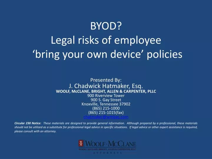 byod legal risks of employee bring your own device policies