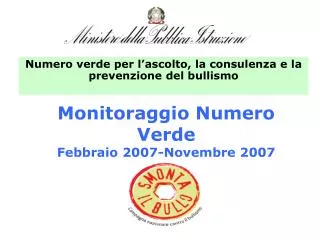 monitoraggio numero verde febbraio 2007 novembre 2007