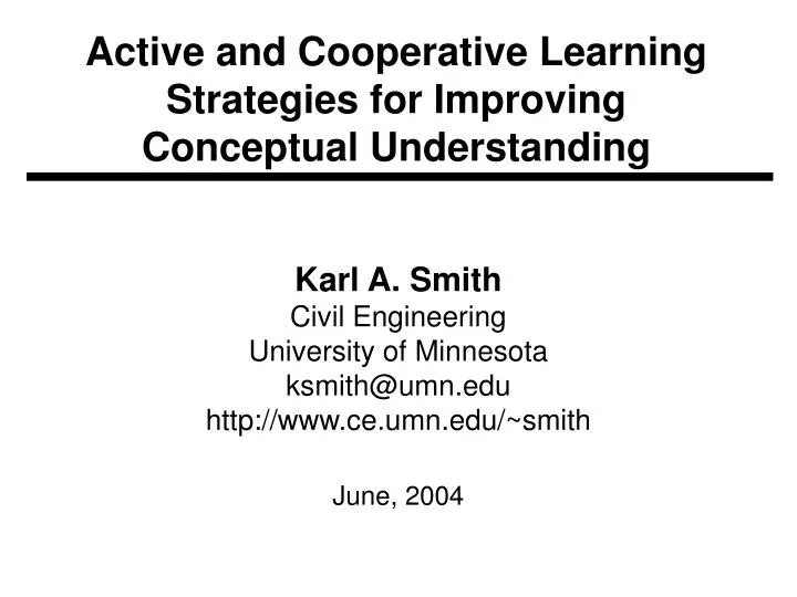 active and cooperative learning strategies for improving conceptual understanding
