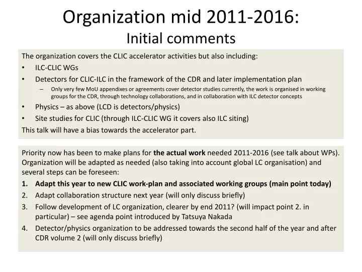 organization mid 2011 2016 initial comments