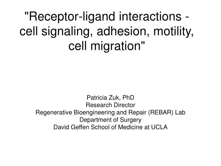 receptor ligand interactions cell signaling adhesion motility cell migration