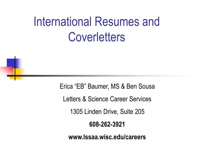 international resumes and coverletters