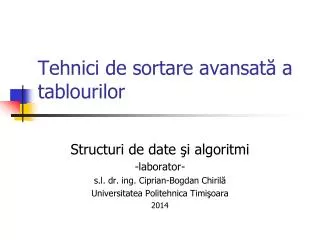 tehnici de sortare avansat a tablourilor