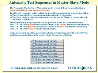 Automatic Test Sequences in Master-Slave Mode