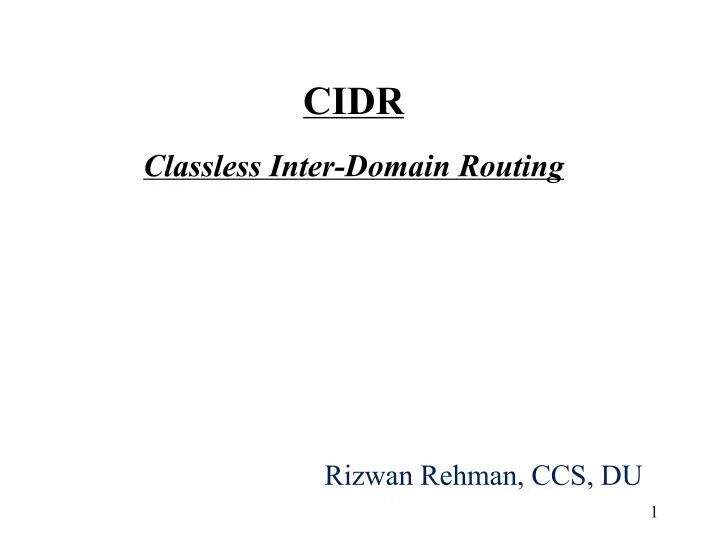cidr classless inter domain routing