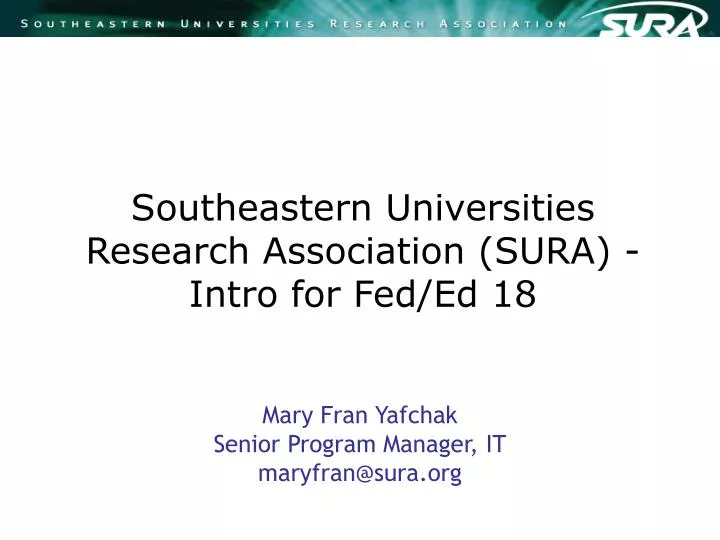 southeastern universities research association sura intro for fed ed 18
