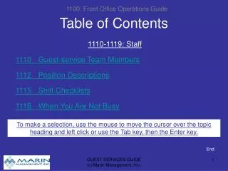 Table of Contents