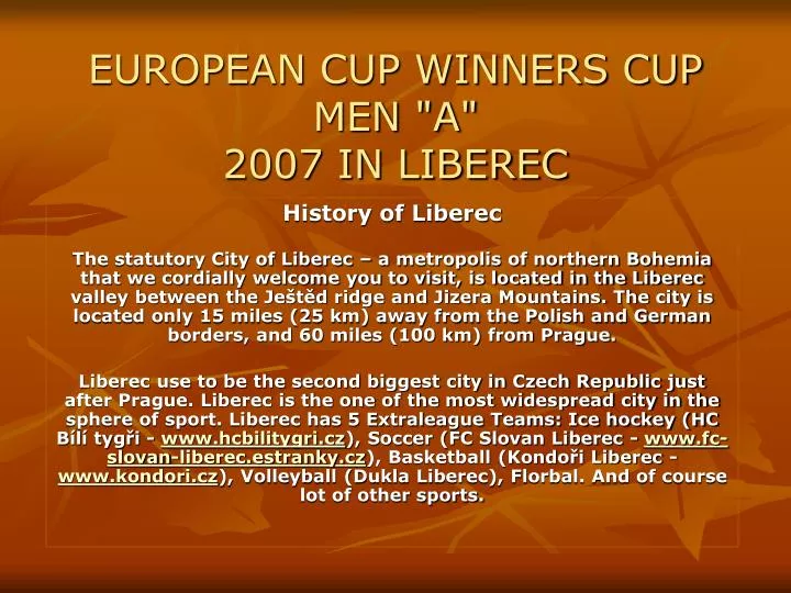european cup winners cup men a 2007 in liberec