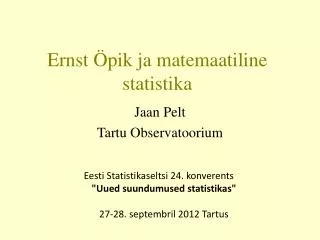 ernst pik ja matemaatiline statistika