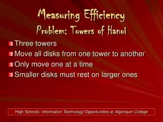 Measuring Efficiency Problem: Towers of Hanoi