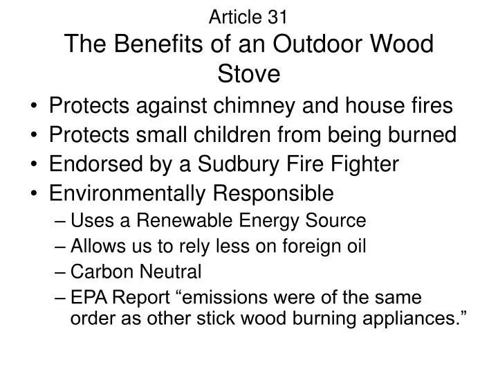 article 31 the benefits of an outdoor wood stove
