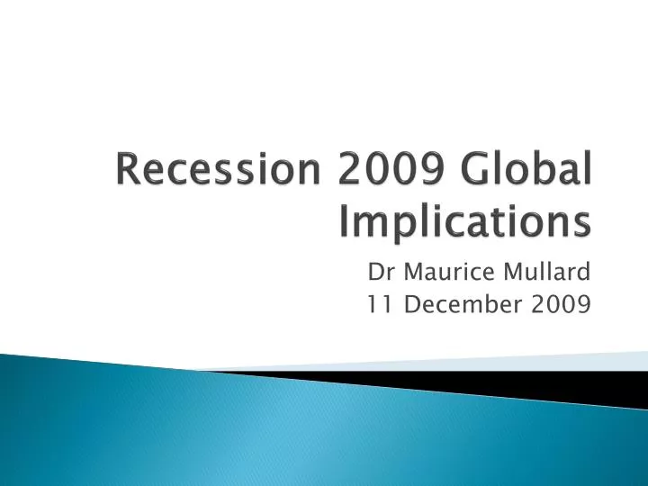 recession 2009 global implications