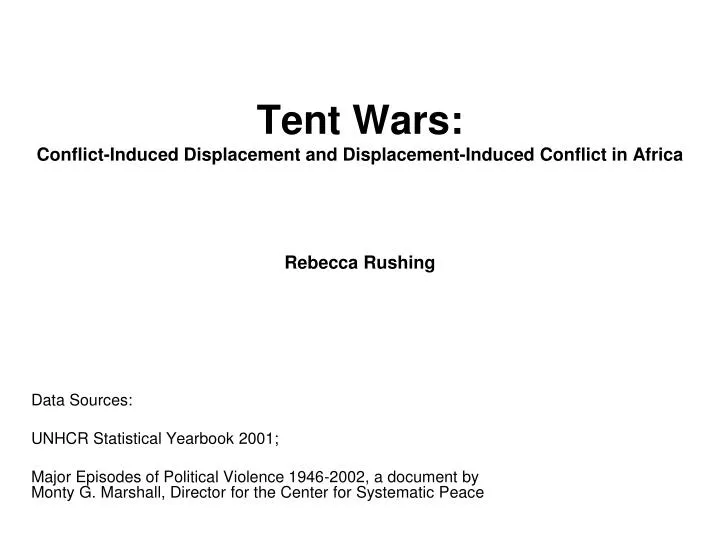 tent wars conflict induced displacement and displacement induced conflict in africa rebecca rushing