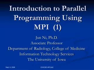 introduction to parallel programming using mpi 1