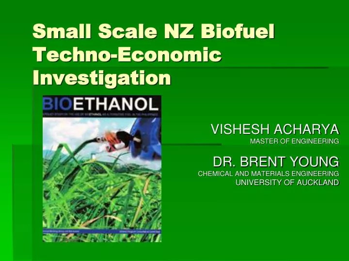 small scale nz biofuel techno economic investigation