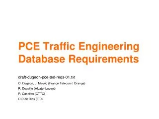 PCE Traffic Engineering Database Requirements