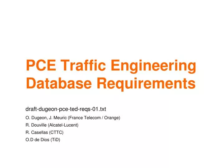 pce traffic engineering database requirements