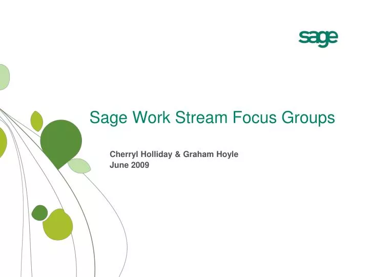 sage work stream focus groups