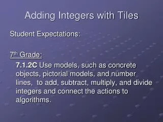 Adding Integers with Tiles