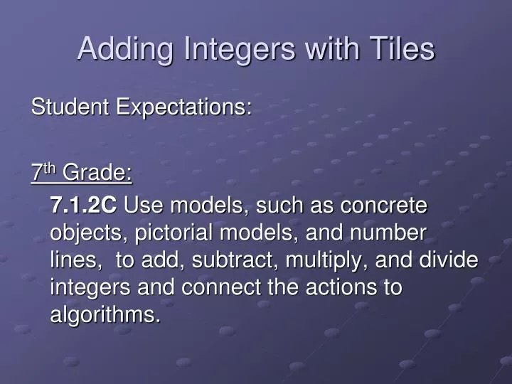 adding integers with tiles