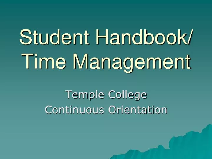 student handbook time management