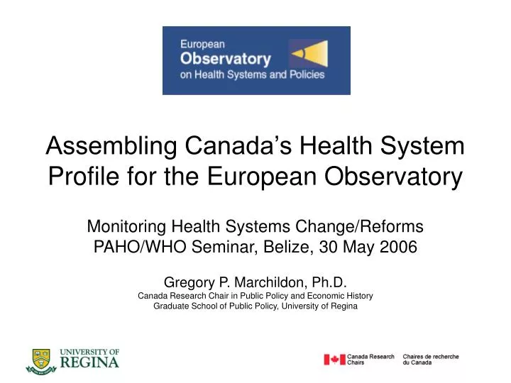 assembling canada s health system profile for the european observatory
