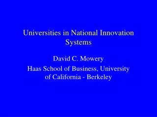 Universities in National Innovation Systems