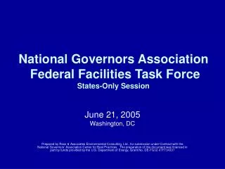 National Governors Association Federal Facilities Task Force States-Only Session