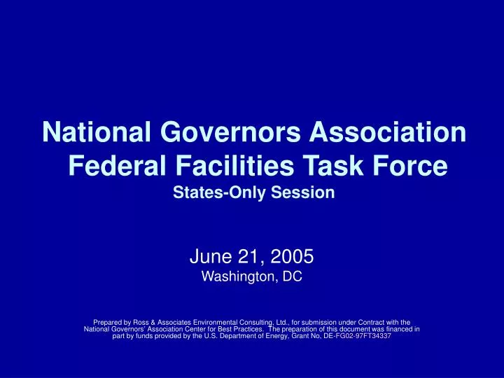 national governors association federal facilities task force states only session