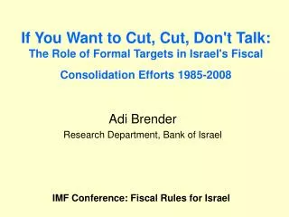 Adi Brender Research Department, Bank of Israel