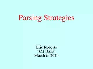 Parsing Strategies