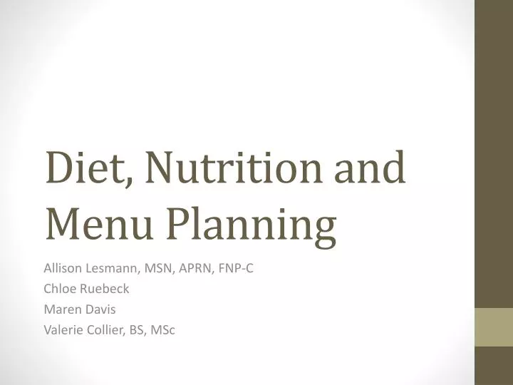 diet nutrition and menu planning