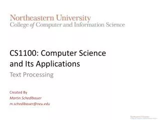 CS1100: Computer Science and Its Applications