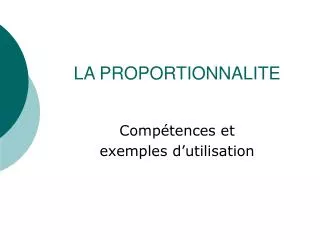 la proportionnalite