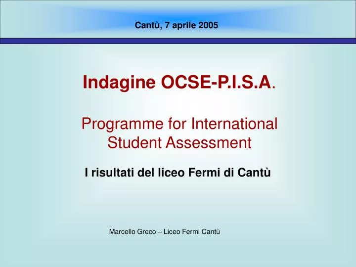 indagine ocse p i s a programme for international student assessment