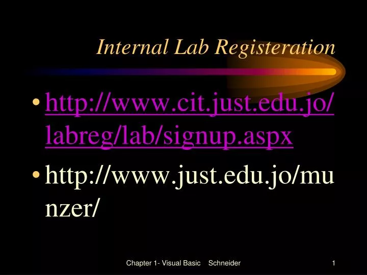 internal lab registeration
