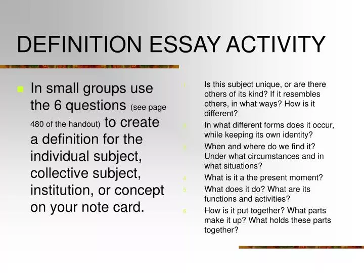definition essay activity