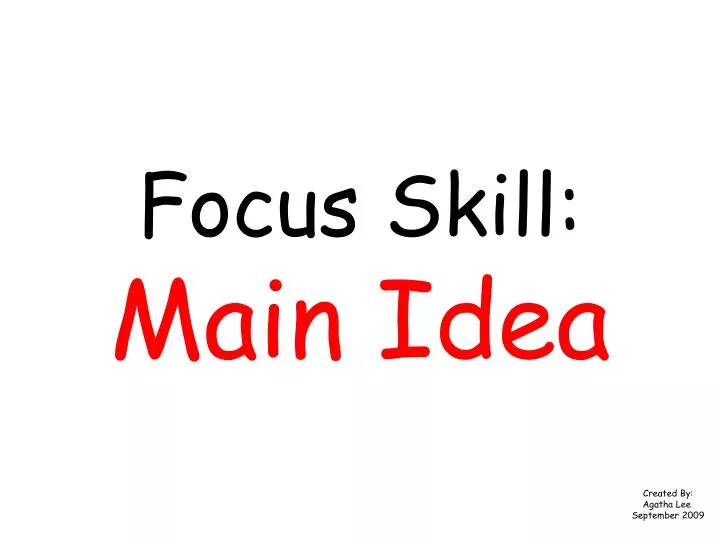 focus skill main idea