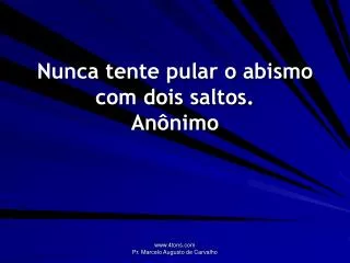 nunca tente pular o abismo com dois saltos an nimo