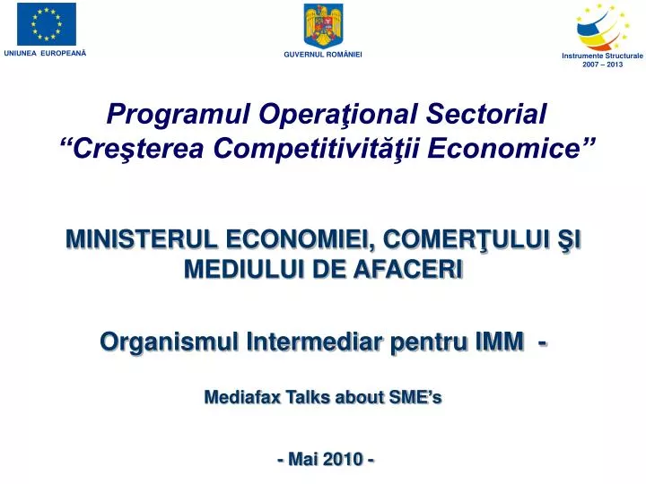 programul opera ional sectorial cre terea competitivit ii economice