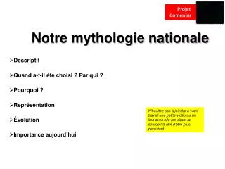 notre mythologie nationale