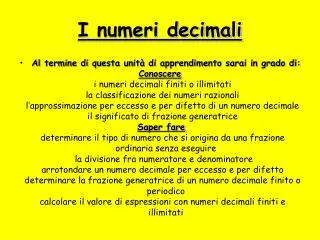 i numeri decimali