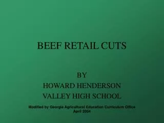 BEEF RETAIL CUTS