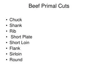 Beef Primal Cuts