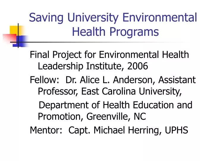 saving university environmental health programs