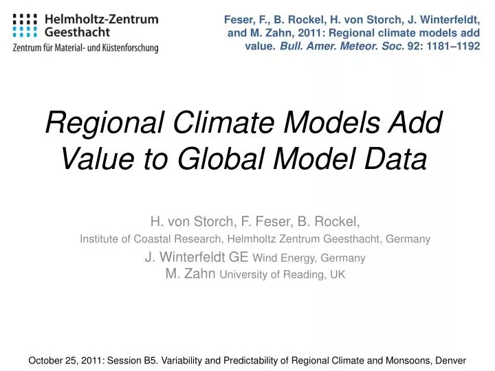 regional climate models add value to global model data