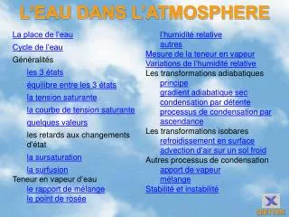 l eau dans l atmosphere