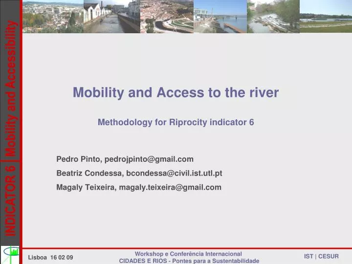 mobility and access to the river methodology for riprocity indicator 6