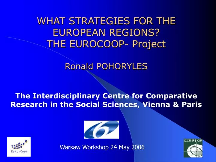 what strategies for the european regions the eurocoop project ronald pohoryles